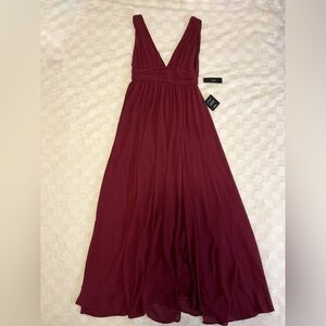 Lulus Heavenly Hues Burgundy Maxi Dress • Large